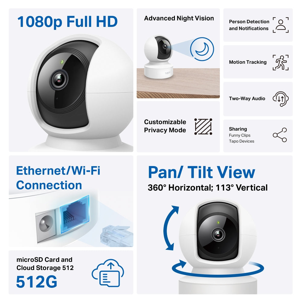 TP-LINK Tapo C202 – Caméra WiFi 360°