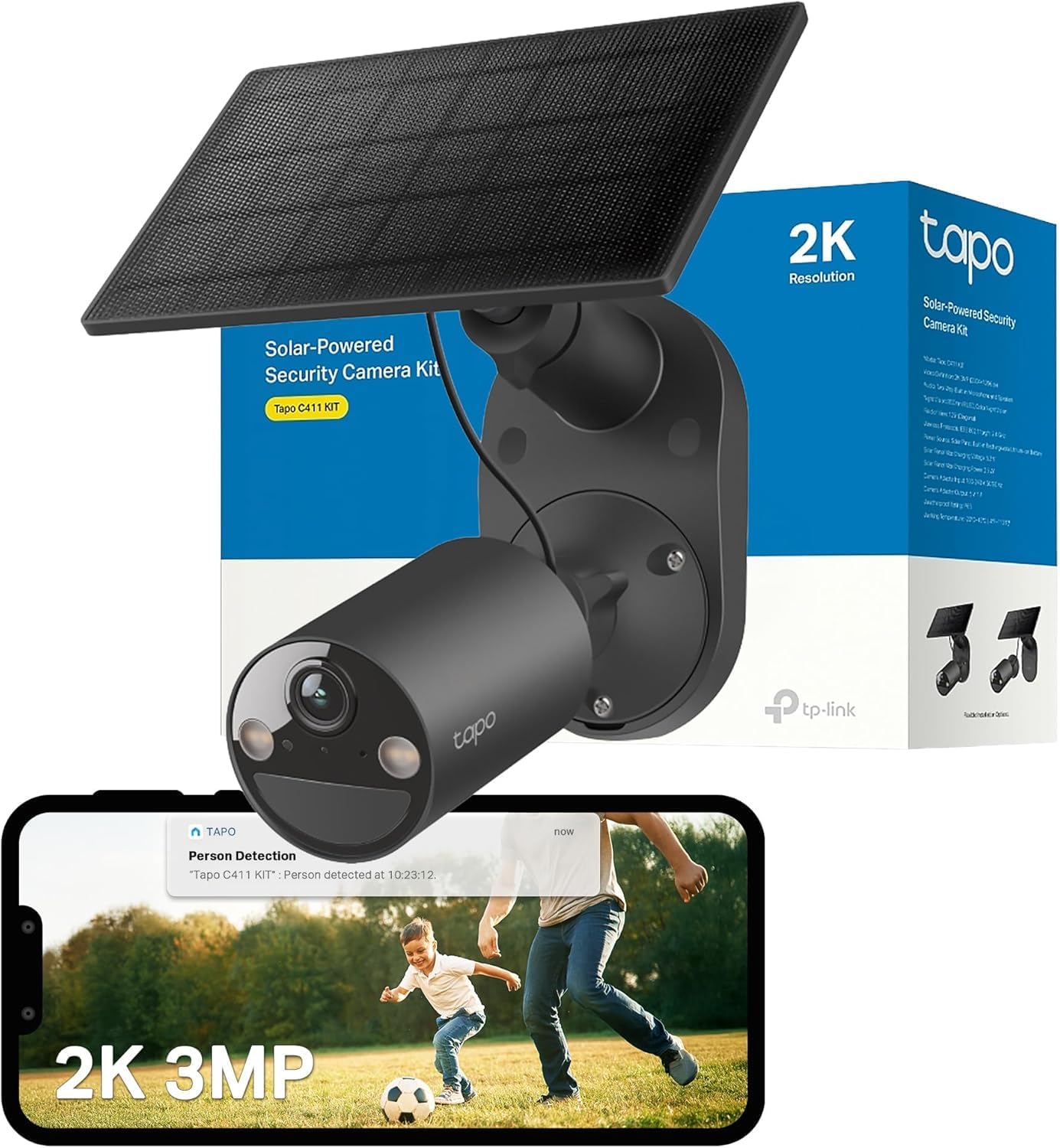 TP-Link Tapo C411 KIT Maroc | Caméra Solaire WiFi 2K 3MP – image 6