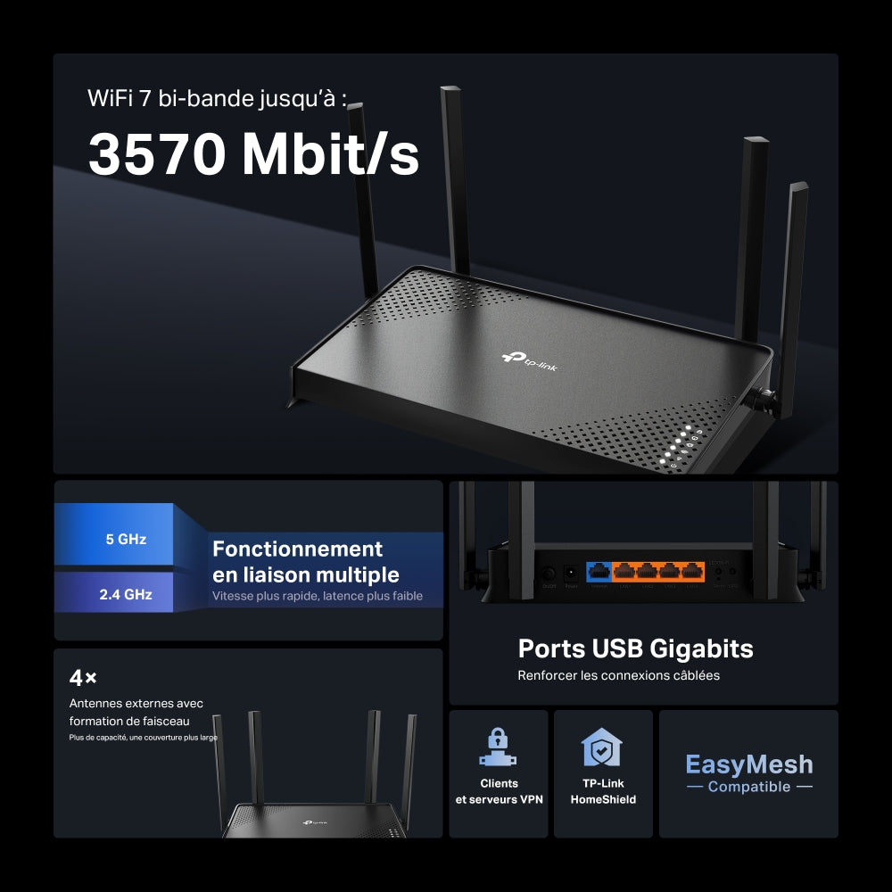 TP-LINK Archer BE220 – Routeur WiFi 7 – image 4