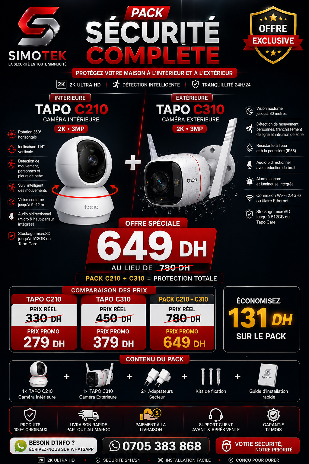 Pack Tapo C210 + C310 2K Maroc