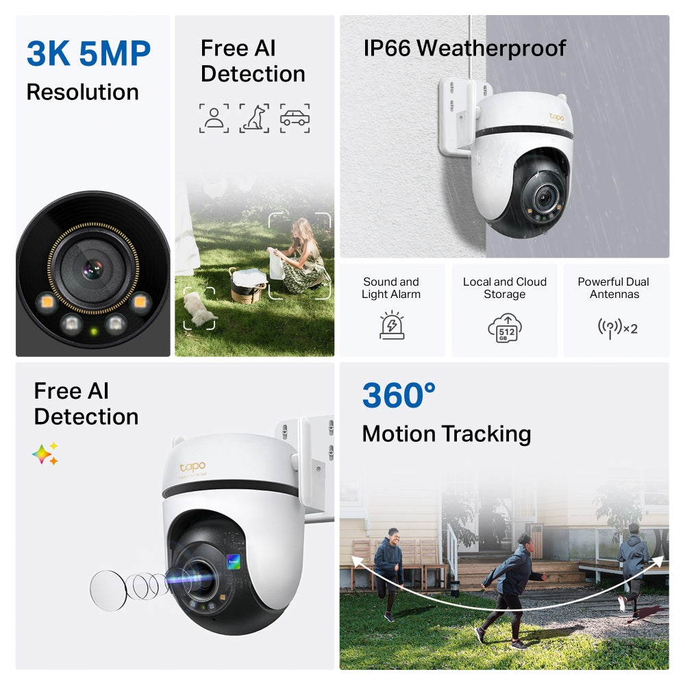 Tapo C530WS Caméra de surveillance Outdoor panoramique et inclinable