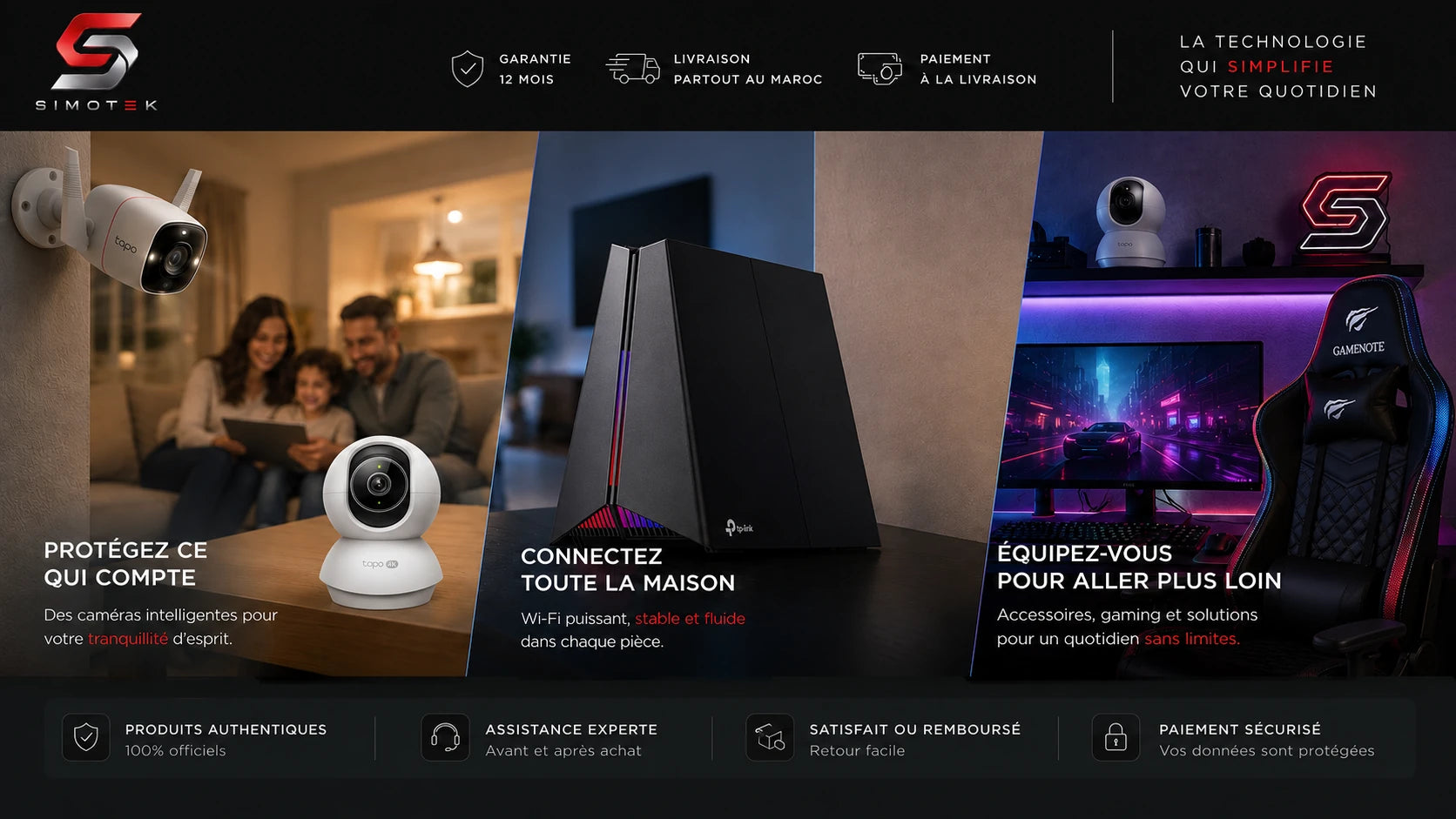 Caméras de surveillance et solutions Wi‑Fi SIMOTEK Maroc